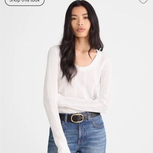 NWT signature knit lace stitch sweater - white medium